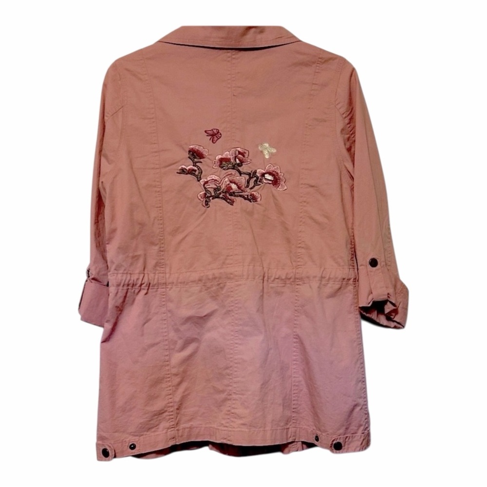 Ashley by 26 International Blush Utility Jacket Medium Embroidered Floral Cinche - Picture 3 of 8